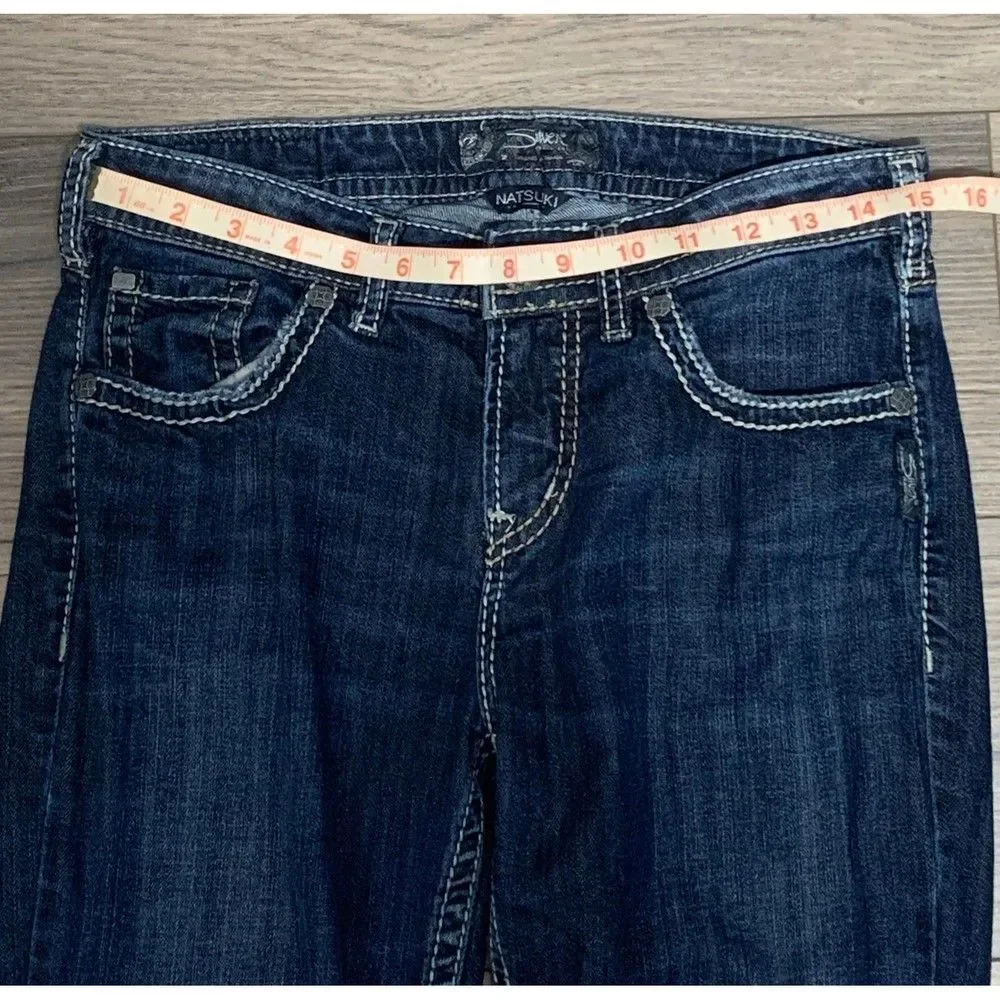 Silver Natsuki Women's Size 28/31 Dark Wash Causal Distressed Bootcut Jeans